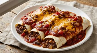Smothered Beef and Bean Burritos