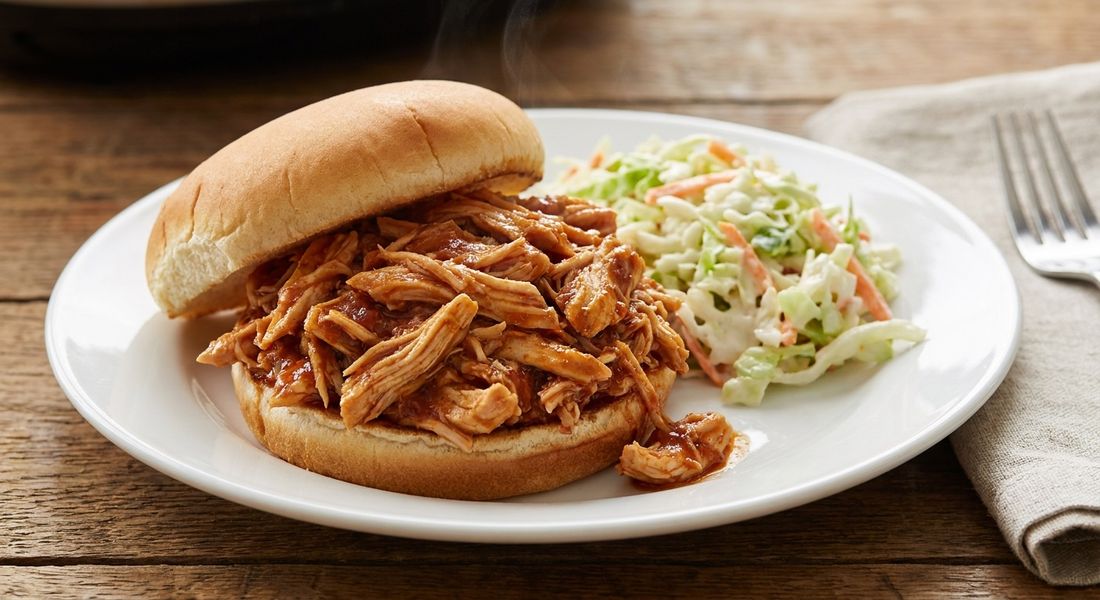 Slow Cooker Pulled Chicken Sandwiches