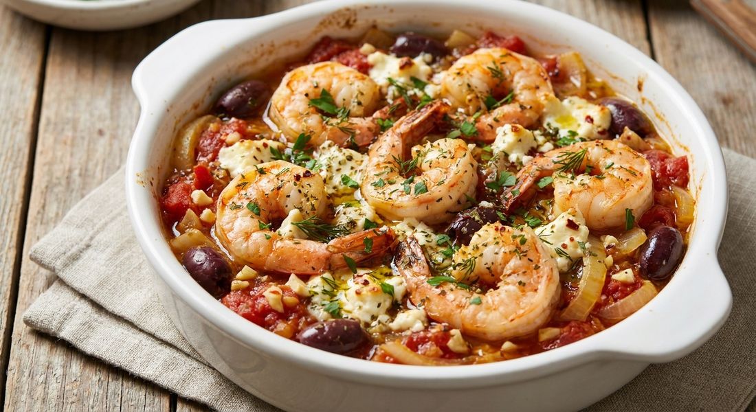 Baked Greek Shrimp with Feta